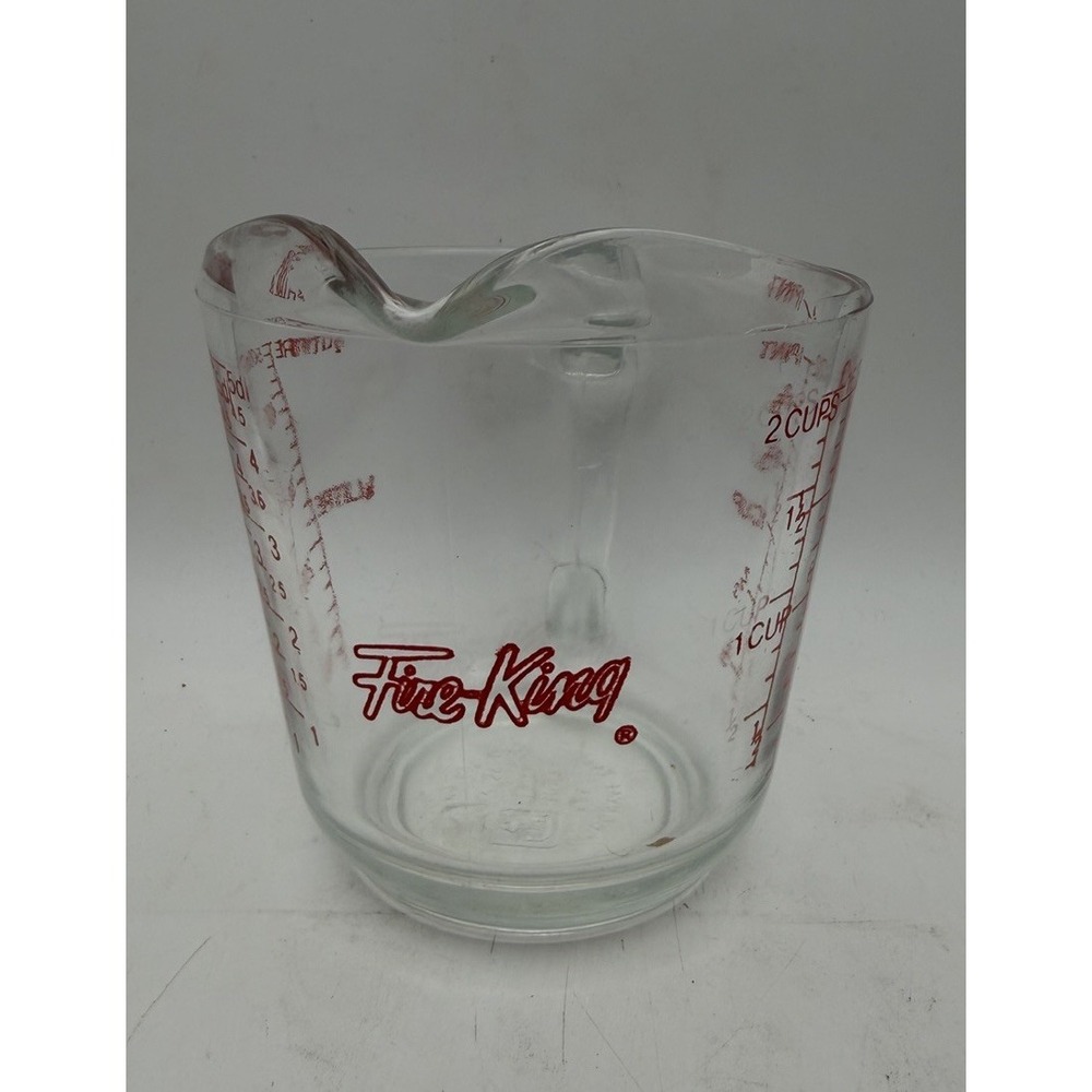 Vintage Fire-King Glass Measuring Cup 2 Cup 16 Oz Red Letter